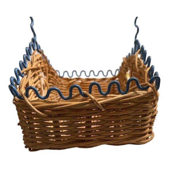 Rustic Farmhouse Market Beachy Basket Oval Tropical Fish Woven Wicker Handle - Picture 9 of 16